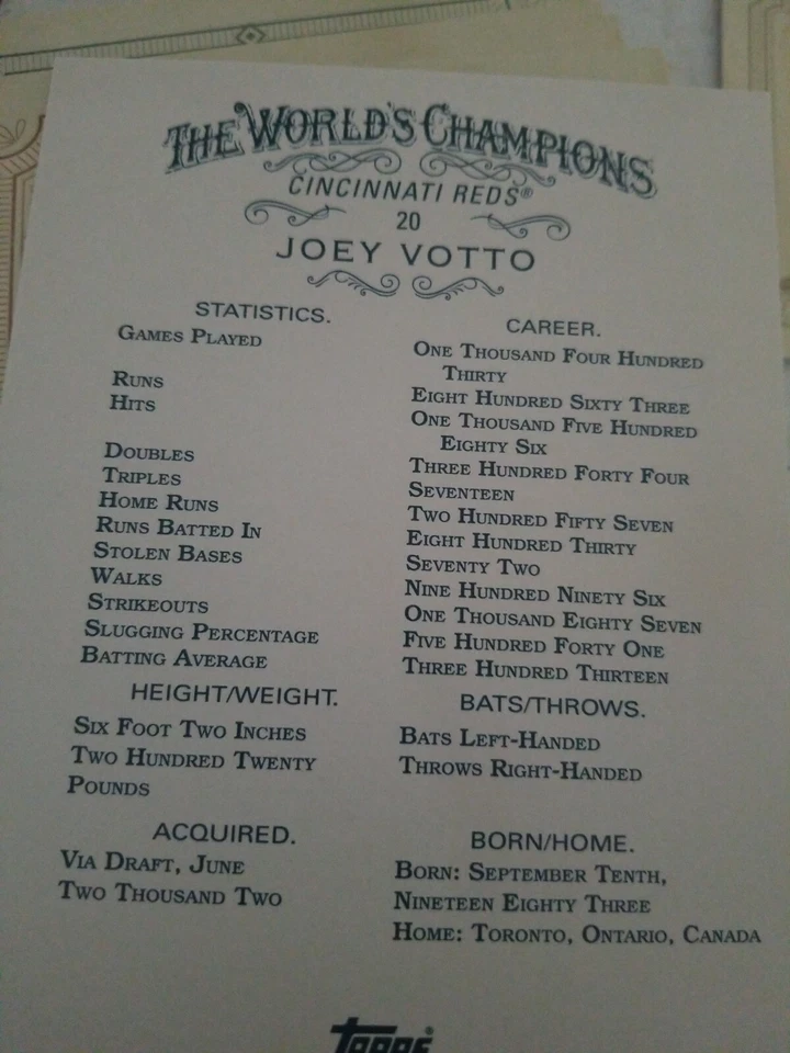 2018 Topps Allen & Ginter's 5 x 7 /49 Joey Votto #20 CINCINNATI reds - Image 2 of 2