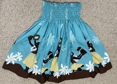 BLUE HAWAIIAN PA'U HULA SKIRT 29   LONG MADE IN HAWAII