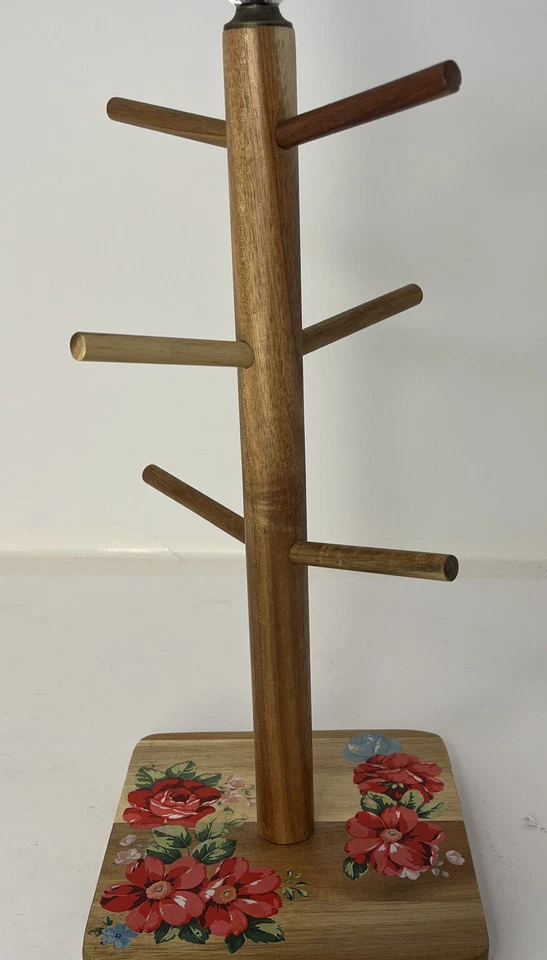 Pioneer Woman винтажная цветочная кружка держатель для дерева с акриловой ручкой - вмещает 6 VHTF - Изображение 4 из 4