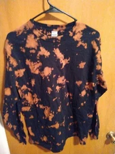 Gildan Ultra Cotton Ls Tye Dye Tshirt Medium Blk Copper 36" chest