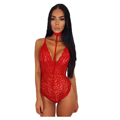 Bodysuit Sheer Mesh Bodysuit Women Pajamas Sexy Erotic Lingerie Backless Lace - Picture 3 of 17