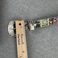 Unbranded Western Belt Girls Large 33" Pink Rhinestone Silver Tone Buckle Rodeo 15