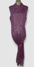  750 Badgley Mischka Women's Pink Sequined Halter Neck Gown Dress Size 12