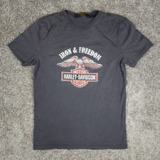 HARLEY-DAVIDSON T Shirt Mens Medium Charcoal Gray Eagle Logo Biker Style