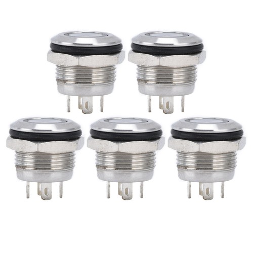 5Pcs 12mm Stainless Steel LED Button Switch Flat Top DC3‑6V Blue - Picture 6 of 11
