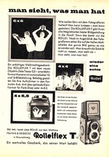 3w9816/ Reklame / Werbung aus 1958 &ndash; Fotoapparat ROLLEIFLEX T &ndash; ROLLEI &ndash; Braunsc