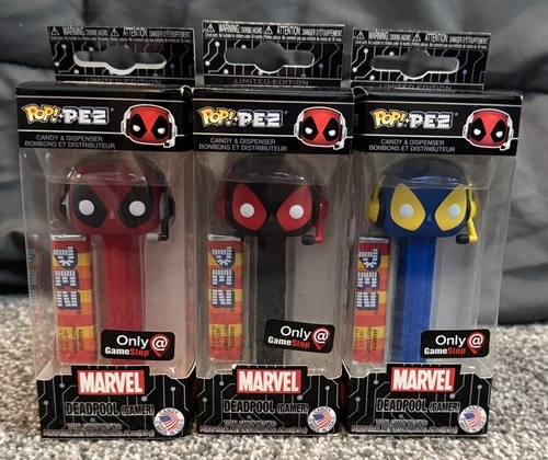 Pop PEZ Marvel Deadpool Gamer GameStop Exclusive 3-Pack Lot