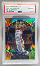 6649 Zion Williamson 2020 Panini Select #1 Tie Dye Prizm Concourse /25 PSA 10