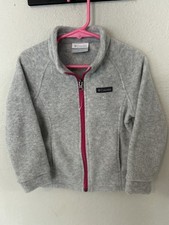 Columbia Girls Benton Springs Fleece Jacket Gray w/ Pink Zipper Size 4T Toddler