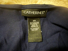 Catherines Plus 4X Blue Solid V-Neck Sleevele...
