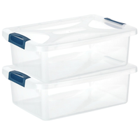 Engelland 2 X Aufbewahrungsbox Multibox Organizer Box 10 L Blau-Transparent