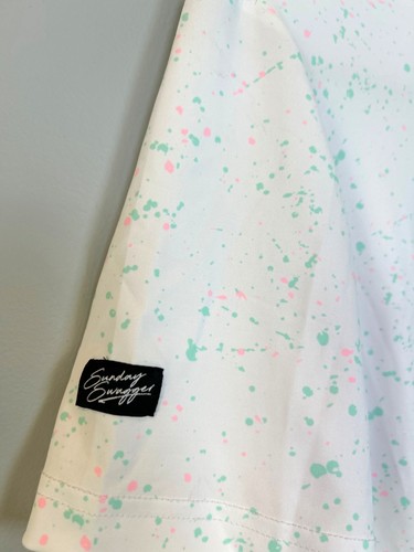 Sunday Swagger Men’s White Pastel Paint Splatter Performance Golf Polo - Picture 3 of 11
