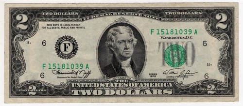 *1976* USA TWO 2 DOLLAR BANK NOTE F 15181039 A NICE BILL