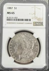 NGC 1887 MS65 MORGAN SILVER DOLLAR NGC HI GRADE 🔥🇺🇸 NICE DETAIL