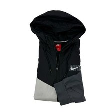 Nike Medium Black White Gray Colorblock Nylon Full Zip Track Jacket