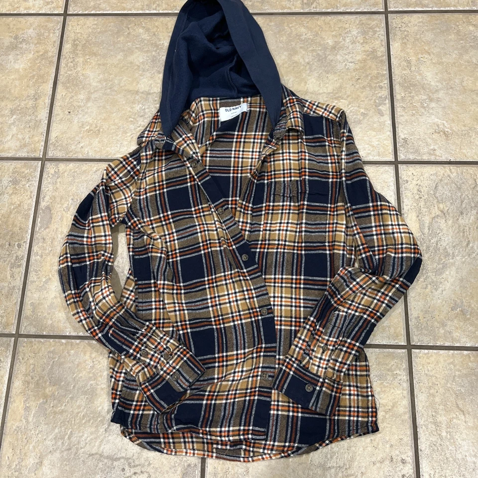 Lot of 8: Old Navy Flannel Boy Hoodies & Short Sleeve Button Shirts - Boy XL - Image 2 of 4
