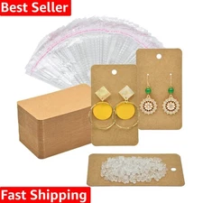 Versatile Brown Earring Display Cards: 100 Packs with Backs & Self-Sealing Bags