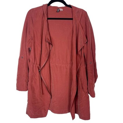 H&M Divided Womens 6 Brick Orange Lightweight Utility Jacket Drape 3/4 Sleeve