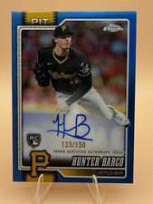 Topps Chrome 2026 Hunter Barco Rookie True Blue Refractor On Card Auto /150. rookie card picture