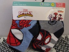 Marvel Spidey Amazing Friends Boys 10 Pairs Ankle Socks Disney Junior 12-24 Mon