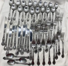 Rogers Co. Stainless Precious Rose 48 Pc Silverware Flatware Set