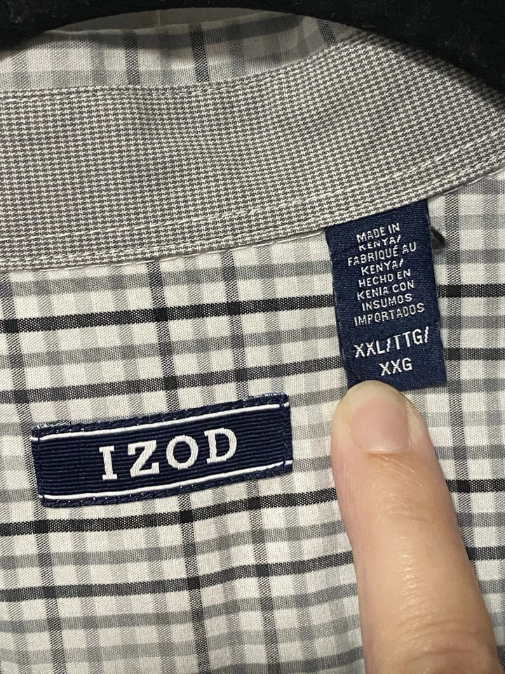 IZOD Dress Shirt Men's Sz XXL TTG Blue/White Striped Button Down Long Sleeve - Image 3 of 4