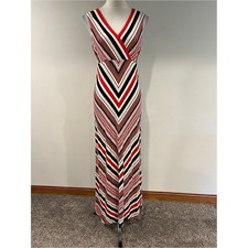 Calvin Klein Sleeveless V-Neck Chevron Maxi Dress size 4