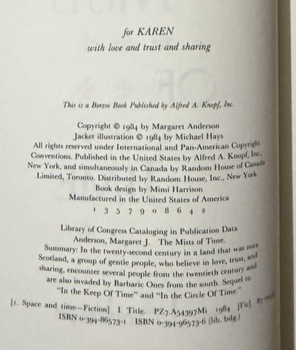 Mists Of Time By Margaret J. Anderson 1st Edition 1st Printing Signed HC DJ - Bild 12 von 20