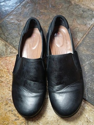 Clarks by Unstructured Women's  Adorn Step Black Leather Shoes Size 7.5W