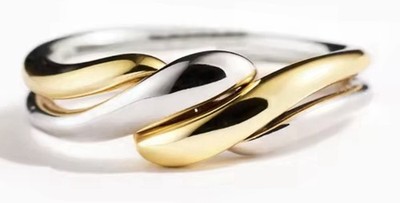 HUITAN RING BICOLOR WEISs/GELB GOLD TRENDY TWO TONE TWIST RING GRÖSSE 7/54