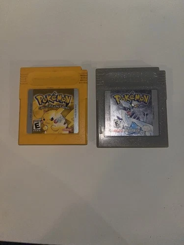 Pokémon Yellow & Pokémon Silver Game Cartridges Nintendo Gameboy Color GBC USA