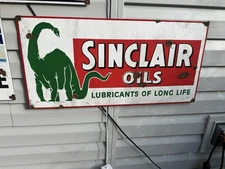 Antique style porcelain look Sinclair Dino Dealer Gas Pump Fill Service Sign