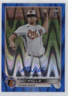 2022 Topps Chrome Rookie Blue RayWave Refractor 76/150 Alex Wells Auto RC 2a9