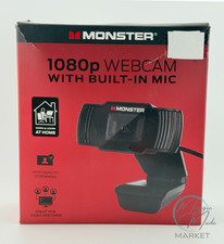 New Monster 1080p Webcam with Built-In Mic   High Quality Streaming   Black