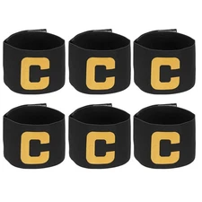 Soccer Captain Armband, Elastic Football Armband 6 Pack Black