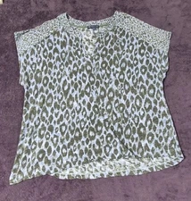 Democracy Light Blue With Green Cheetah Print Shirt Size 1X