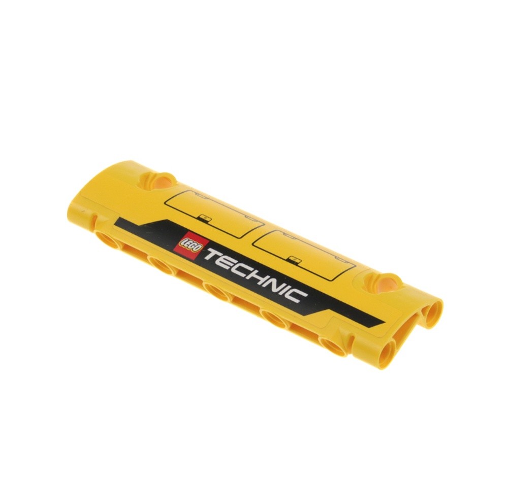 1X Lego Technic Curved Panel 11X3X2 Yellow Plate Stripes Left 62531PB011L