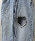 Forever 21 Jeans sz 23 (24x30) Blue Distress Wash Denim Rhinestone Framed Heart — photo 2