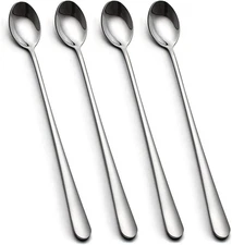 IQCWOOD Long Handle Ice Tea Spoons, 9-Inch Coffee Ice Cream Stainless Steel Cock