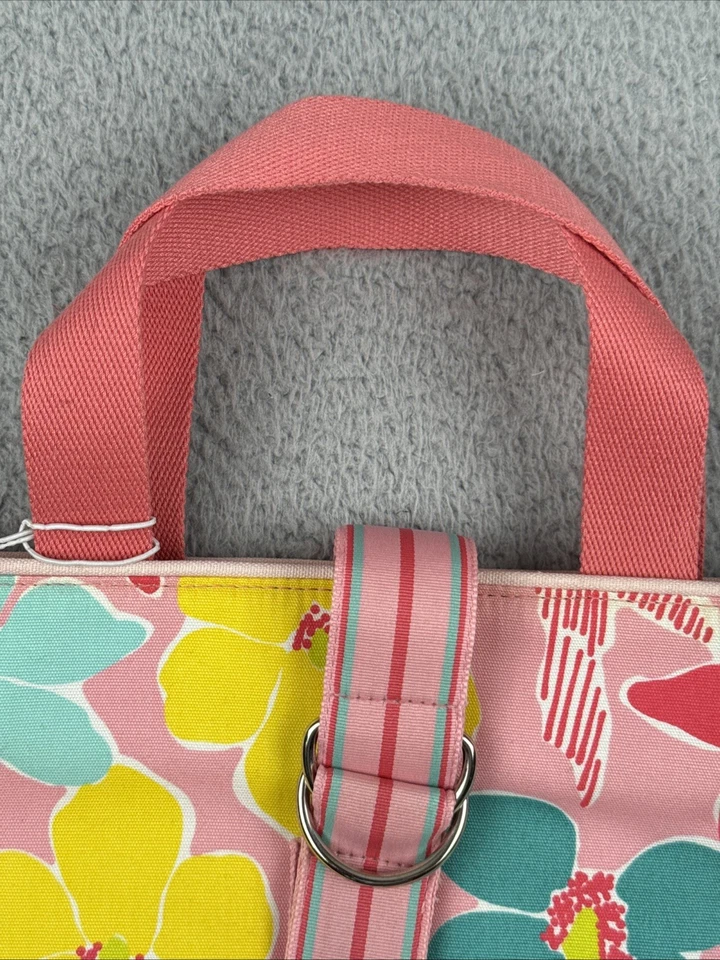 Bolso de Mano Vintage Lilly Pulitzer Palm Beach Lona Cartera Rosa Floral Etiqueta Blanca Foto 4 de 4