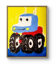 Aleph Original Art Monster Truck 5 14x11 Colorful Modern Painting on Canvas
