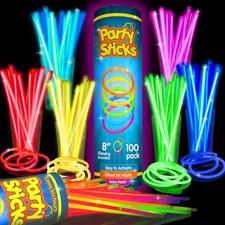 Glow Sticks Party Supplies 100pk 8 Inch Glow in the Dark Light Up Sticks Party