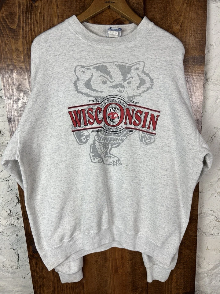 Vintage University Of Wisconsin Sweatshirt Unisex XL 90s Bucky Badger Classic - Image 2 of 4