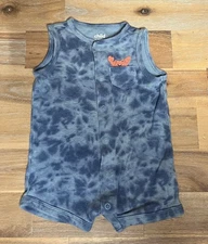 Carters Infant Boys Blue Tie Dye Crab Snap Front Romper Bodysuit Outfit