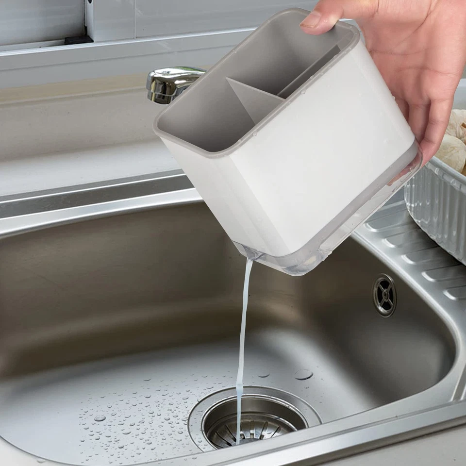 Fregadero de Cocina Caddy Organizador Contador Plato Esponja Soporte y Cepillo con Bandeja de Goteo Foto 3 de 4