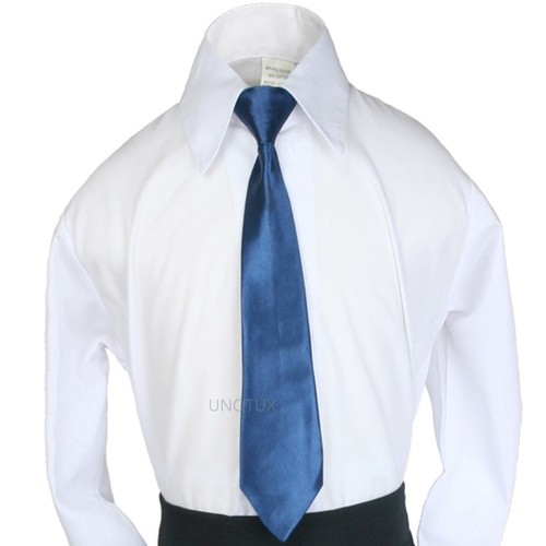 Stain Solid Champagne Brown Coral Plum Clip on Long Necktie Boy Formal Suit - Picture 6 of 10