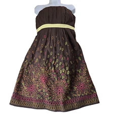 Anthropologie Tabitha Dress Womens 10 Brown Resort Bright Eyelet Boho Twee Sexy