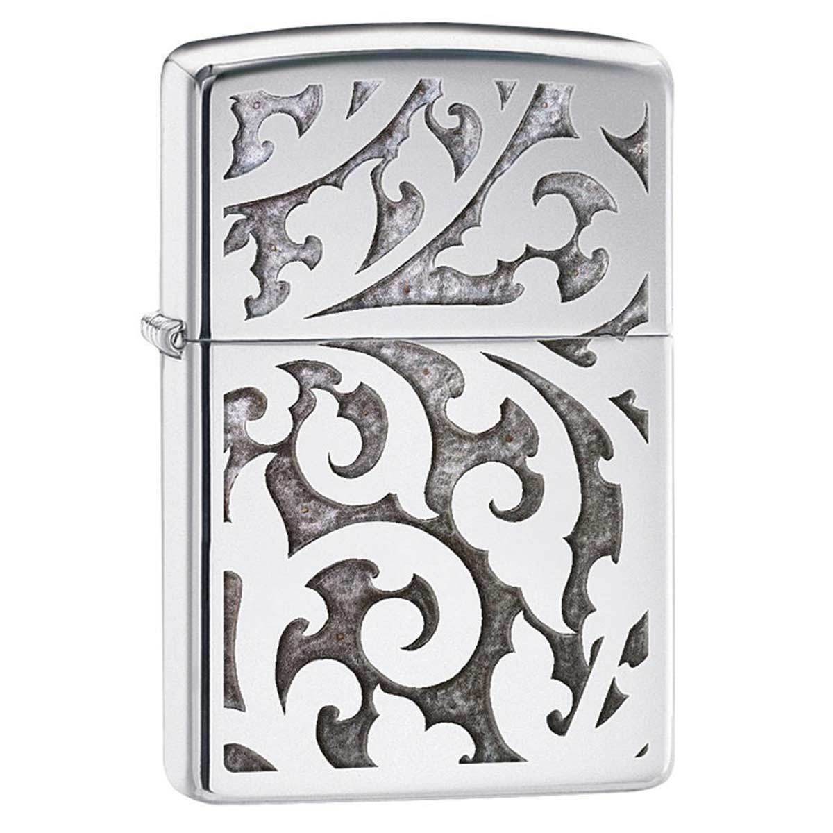 Ветрозащитная зажигалка Zippo с филигранным цветочным узором Хром (28530)