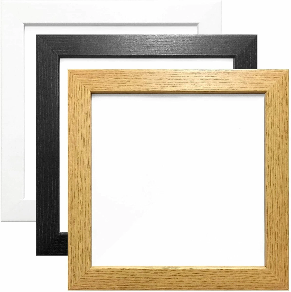 Square Picture Photo Frame Frames Black White Oak Poster Modern Wood Effect  Size