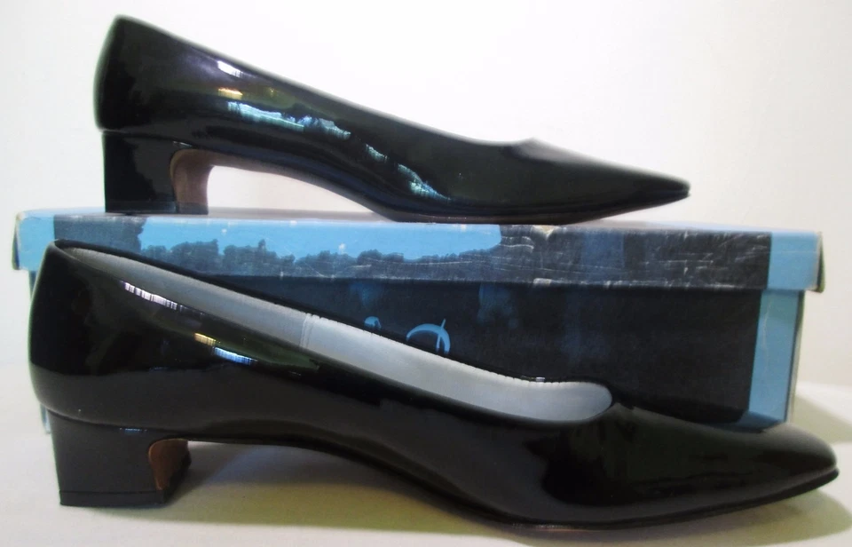 Antique Vintage Mr. Easton Black Patent Pumps Heels Dress Shoes With Box 7.5  - Image 3 of 4